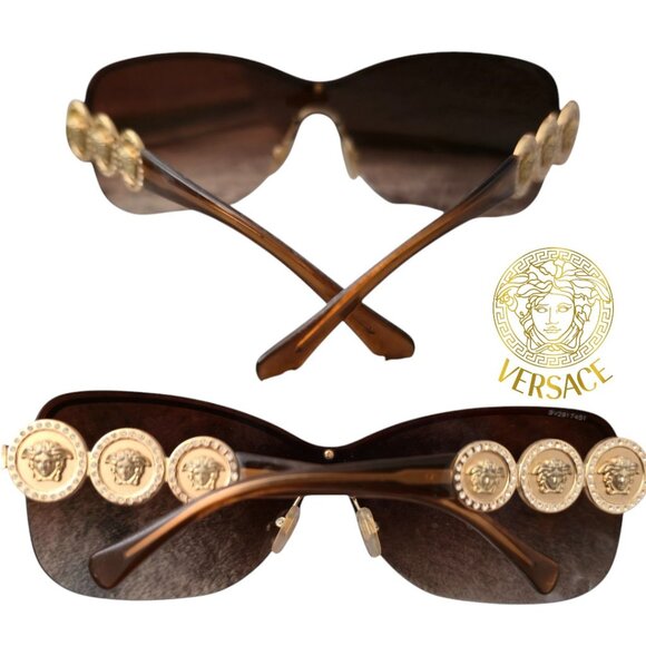 Versace Brown Gold Tone Sunglasses Men and Women's Excellent Condition! - Picture 1 of 5